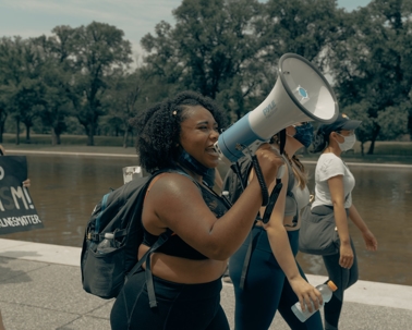 woman with megaphone