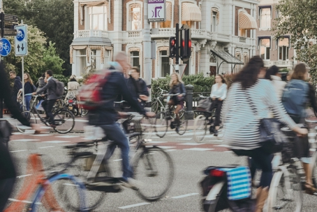 bicyclist and pedestrian