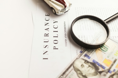 insurance policy paper and money